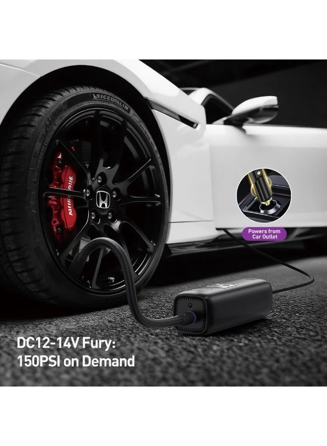 جودا مضخة هواء كهربائية ذكية للسيارات بقوة 150 PSI - تشغيل عبر منفذ الولاعة DC 12V - شاشة رقمية وتوقف تلقائي - جودة عالية وأداء فائق - أسود - Image 2